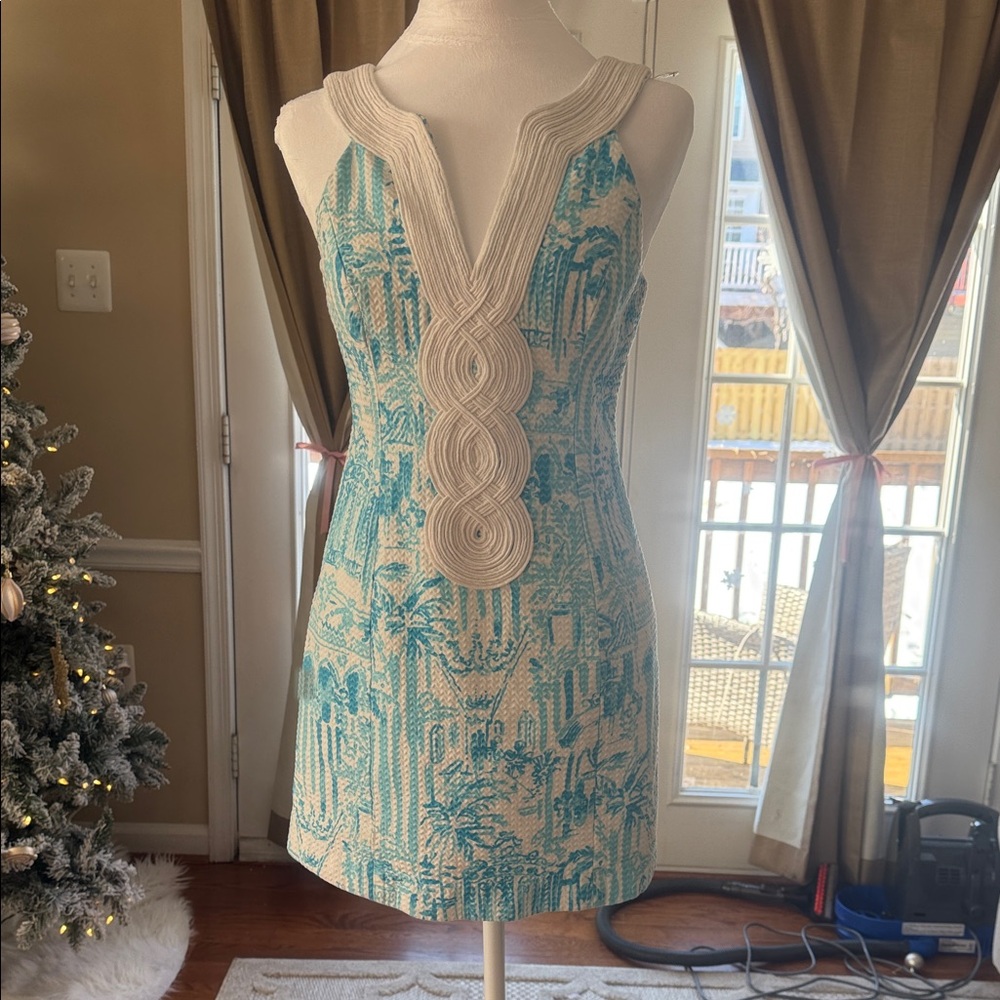 Lilly Pulitzer Aqua and Cream Mini Dress